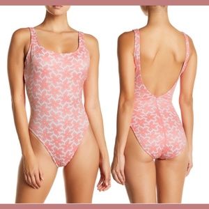 NWT $218 Letarte Daisy Lace One-Piece Swimsuit‎ Pink Coral [SZ Medium ]
